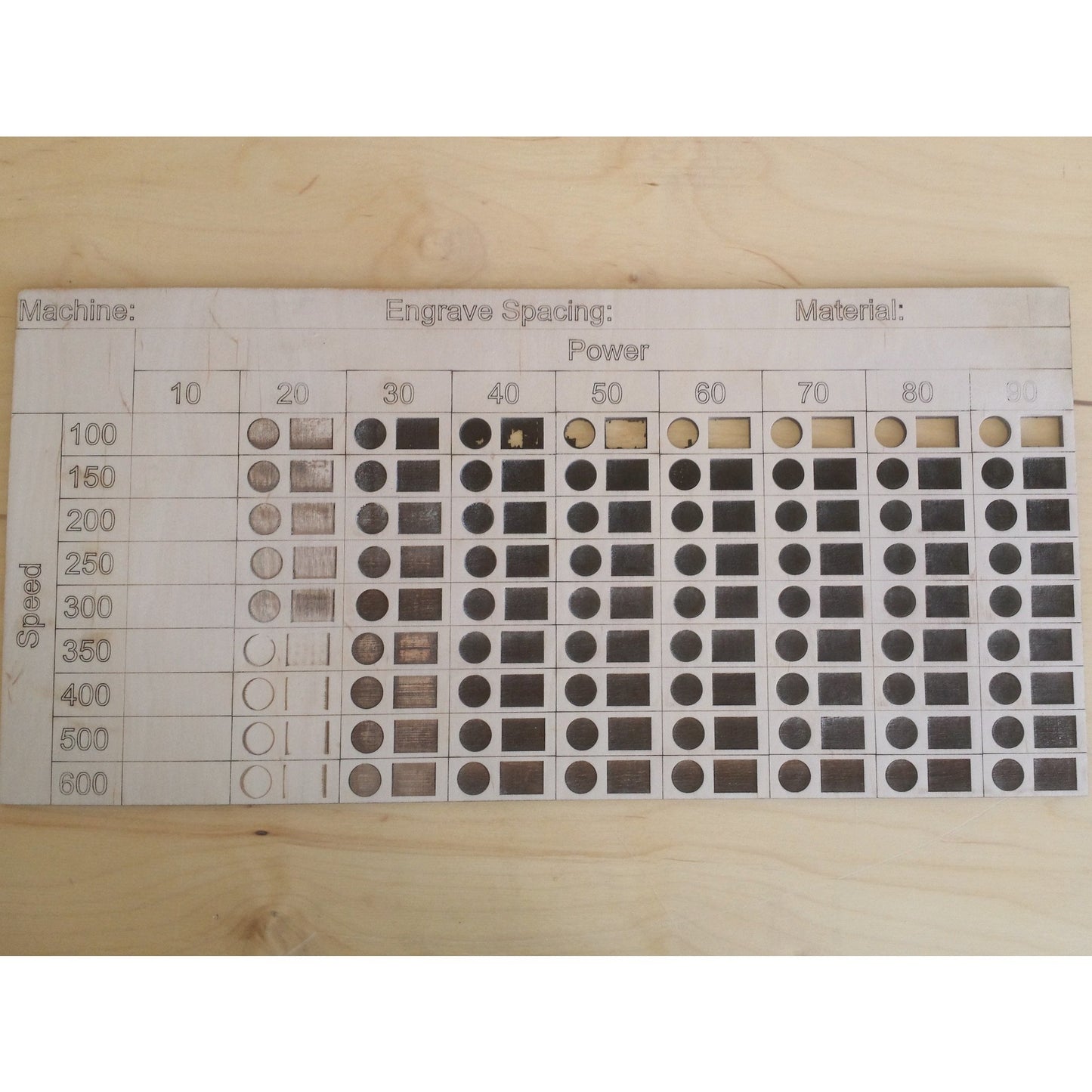 Laser Cutter Engrave Calibration Plate