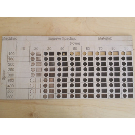 Laser Cutter Engrave Calibration Plate